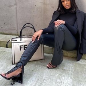 Zara faux leather split hem trousers